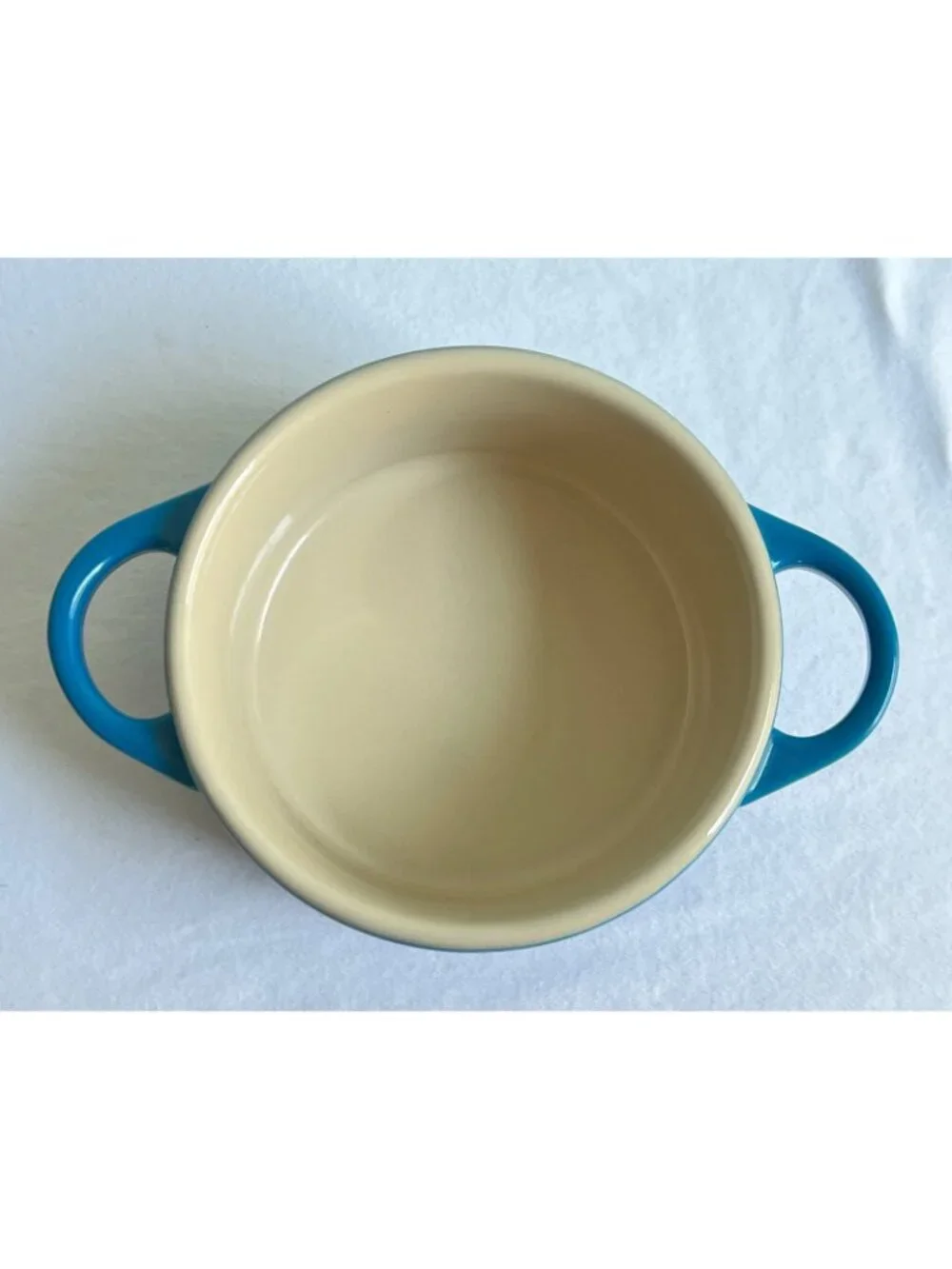 Le Creuset Mini Round Casserole Baker Marseille Blue Stoneware & Lid 8oz Cocotte